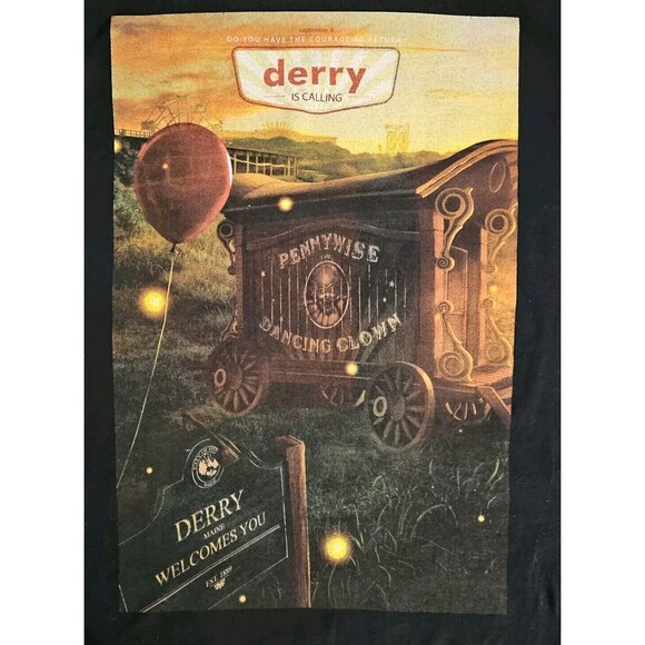 IT Chapter Two Derry TShirt Promo Pennywise Clown Black Tee Mens M Halloween 3D - Picture 2 of 6